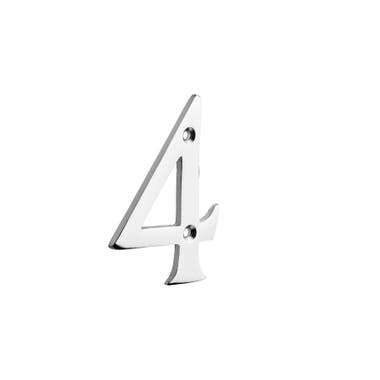 3" Chrome Plated Numeral - Number "4" - Door/Wall Number - Hardware Solutions