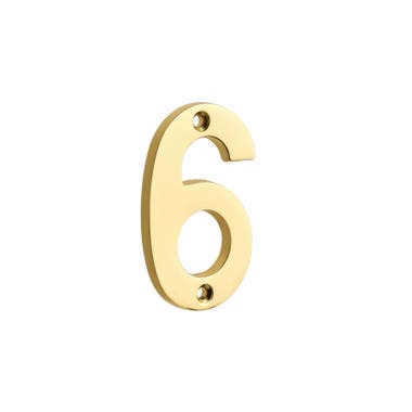 Number "6" Or "9" Door/Wall Numeral - 3" - Polished Brass
