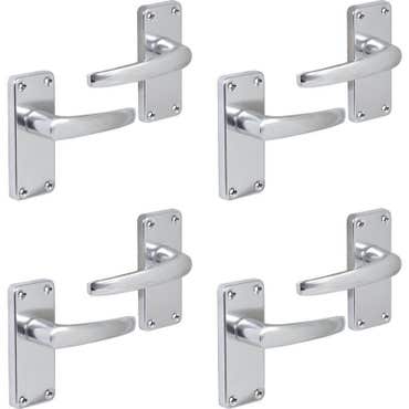 Virgil Straight Door Handle Latch Set - Polished Aluminium 