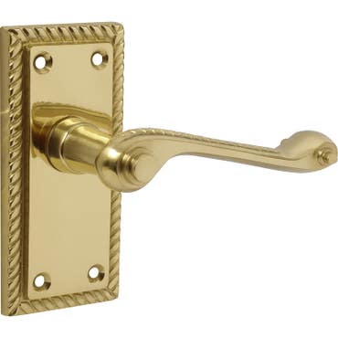 Georgian Scroll Latch Door Handle Polished Brass - main image
