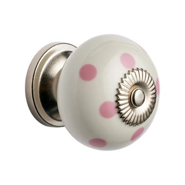 Ceramic Dots Cabinet Knob 40mm Pink