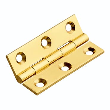 Solid Drawn Butt Hinge Polished Brass 64x35mm