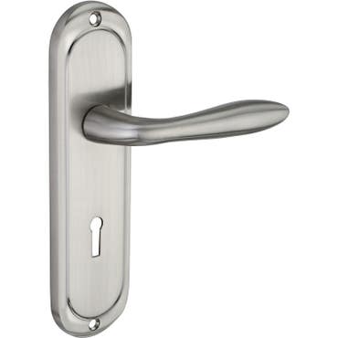 Mocho Lever Lock Door Handle - Brushed Satin Nickel