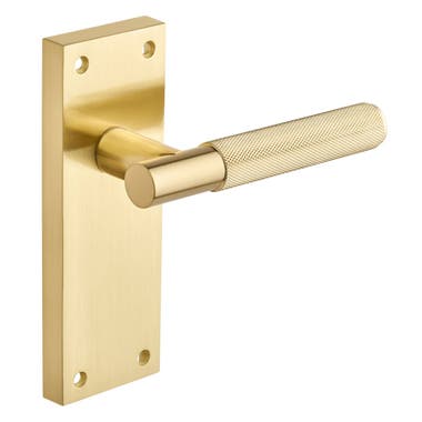 Marleybone Knurled Lever Latch on Backplate - Brushed Brass - Pair - Designer Levers