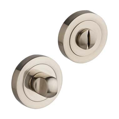 Bathroom Door Thumbturn Lock and Release Set - Brushed Silver Nickel 