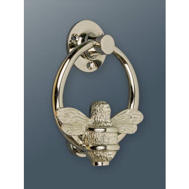 Brass Bumble Bee Ring Door Knocker - Silver Nickel Plated - 130 x 100mm - Hardware Solutions