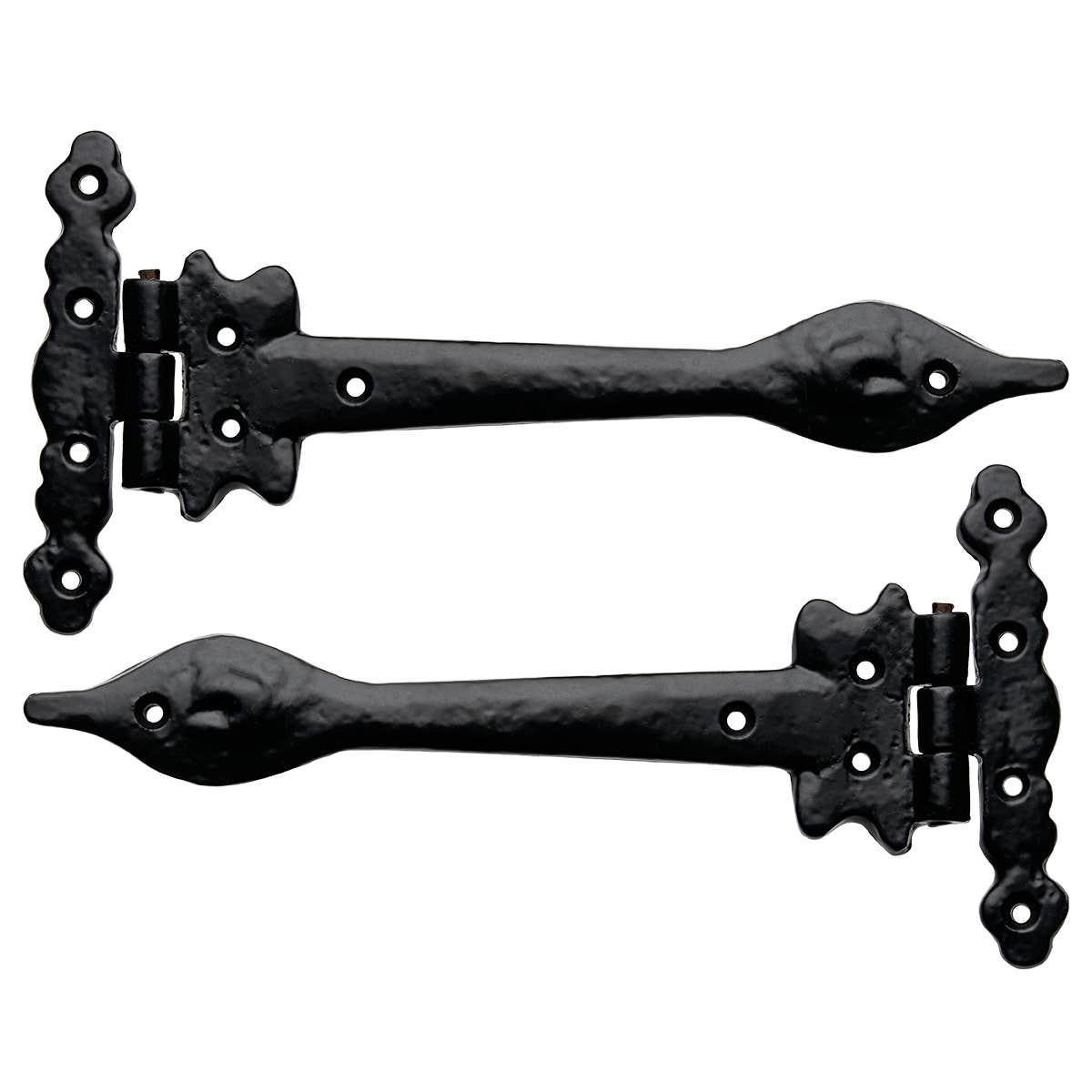 Two Spear T Hinges 230mm Antique Black Iron 