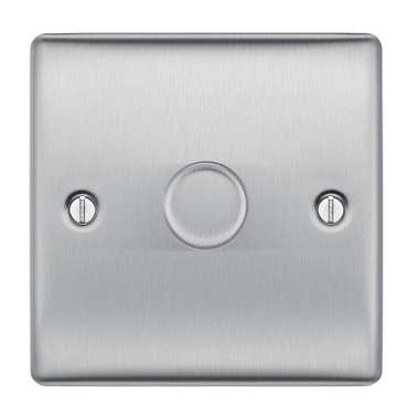 Dimmer Switch 1 Switch 2 Way 400W - Push On/Off Brushed Steel
