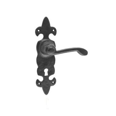 Fleur-De-Lis Lever Lock Door Handle - Black - Main image