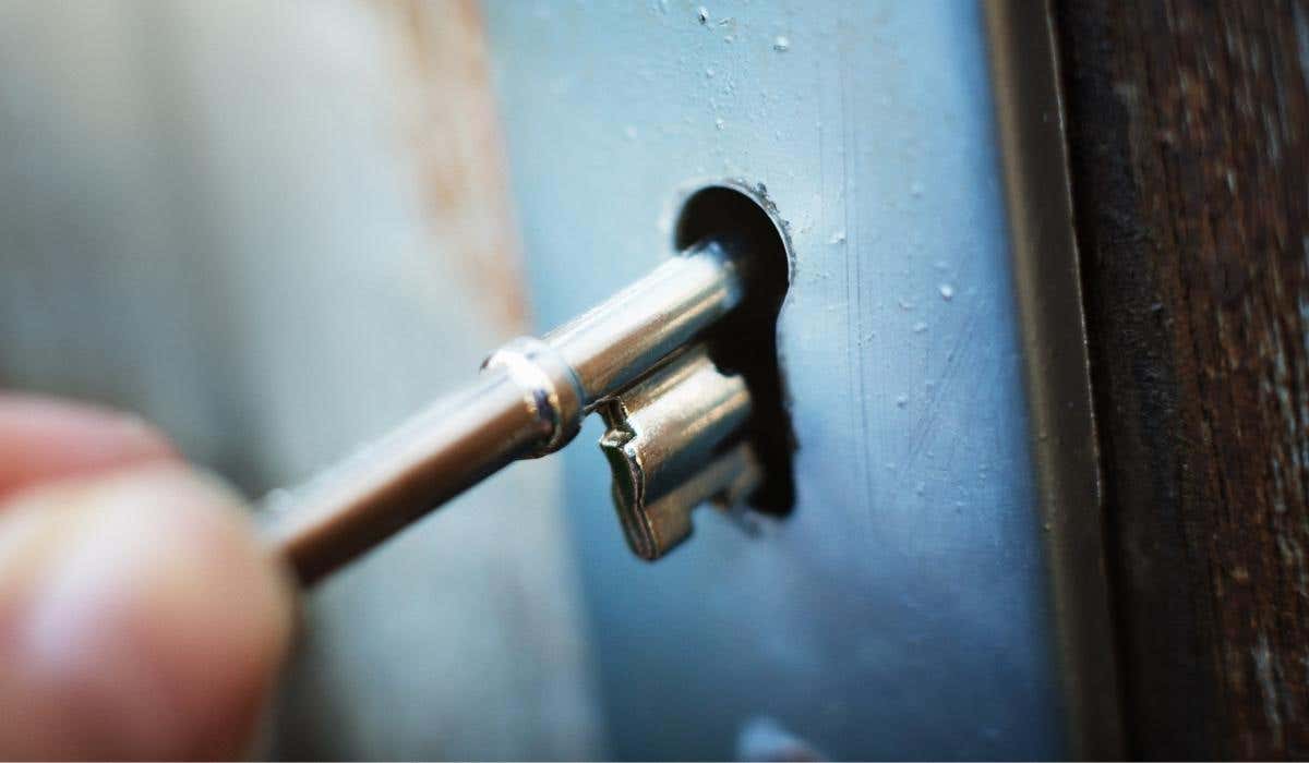 a key in a blue door