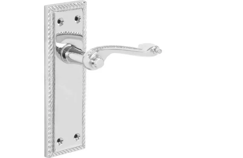 Georgian Scroll Long Latch Door Handle Polished Chrome