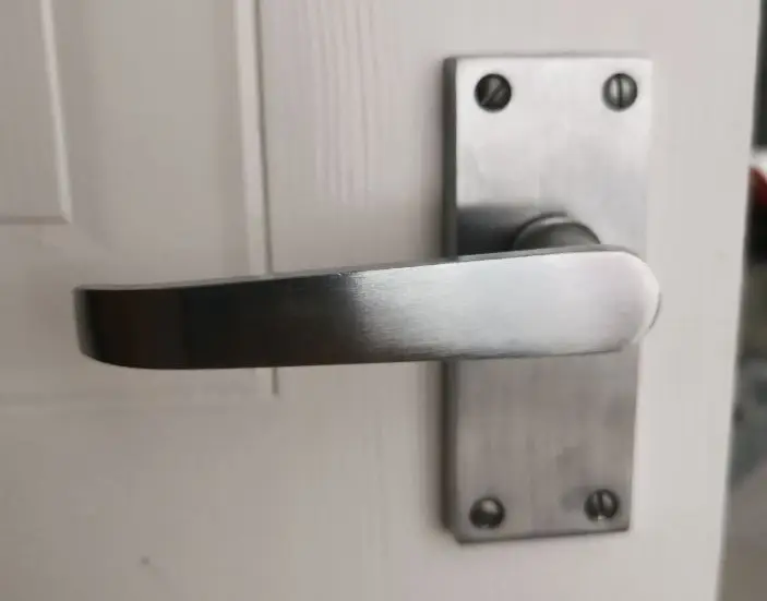 Lever on a white door