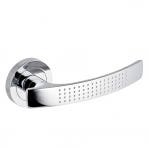 Cecilia Dotted Angled Internal Door Handle on Rose -  Polished Chrome - Pair - Designer Levers