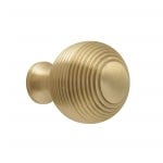 Reeded Solid Ball Cabinet Knob Brushed Brass 30mm