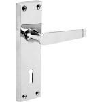 Victorian Straight Key Lock Long Polished Chrome Door Handle (Set of 2)