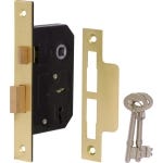 2 Lever Mortice Sashlock Door Lock - 64mm - Brass Plated - Security Solutions
