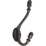 Black Decorative Tipped Hat & Coat Hook - Wall/Door Mountable - Decohooks