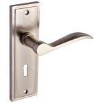 Berkeley Satin Nickel External/Internal Key Lock Lever Door Handle - Pair - Designer Levers