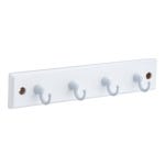 4 White Key Tidy Hooks on Ridged White Board