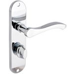 Capri Bathroom Lever Door Handle on Backplate - Polished Chrome - Thumb Turn Lock - Pair - Designer Levers