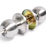 Lockable Mortice Entrance Knobset - 60/70mm - Satin Stainless Steel - Designer Levers