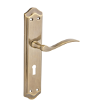 Windsor Curved Lever Long Backplate Lock Door Handle - Antique Brass - Pair - Internal - Designer Levers