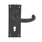 Ornate Lever Latch Lock Door Handle - Vintage Black Iron - Designer Lever