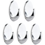 Removable Adhesive Plastic Small Oval Hooks Chrome Pack 5