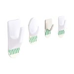 Adhesive Hook Multipack - 4 Sizes - White Plastic & Stainless Steel - Pack of 15 - Decohooks