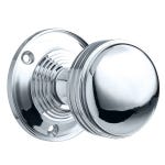 Ringed Mortice Round Door Handle Knob (Sprung) Chrome – Pair