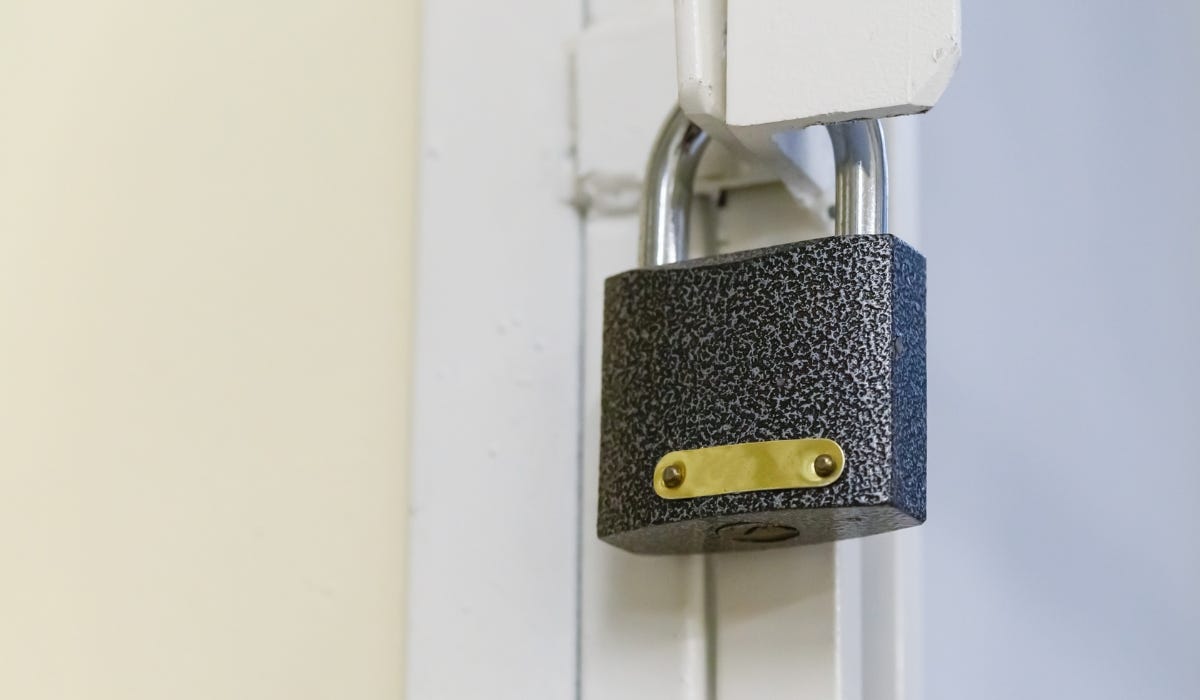 iron padlock on a door